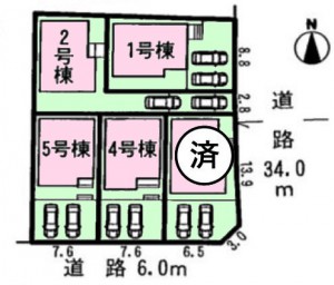 アイディ知立　半田市浜田町２期　全5棟　配置